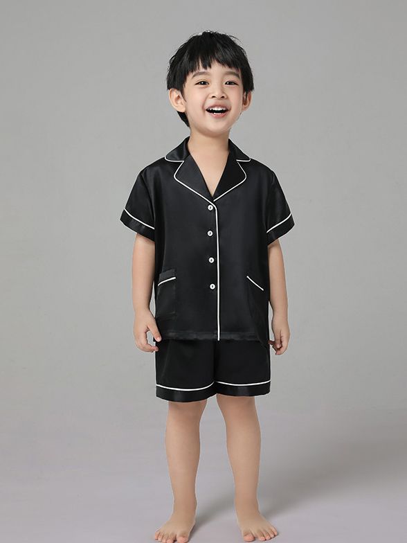 19 Momme Kids Short Silk Pajama Set For Boys and Girls